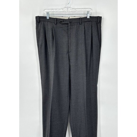 dress pants 100% wool pleated cuffed made in italy designer gray W36 32L - Picture 4 of 10